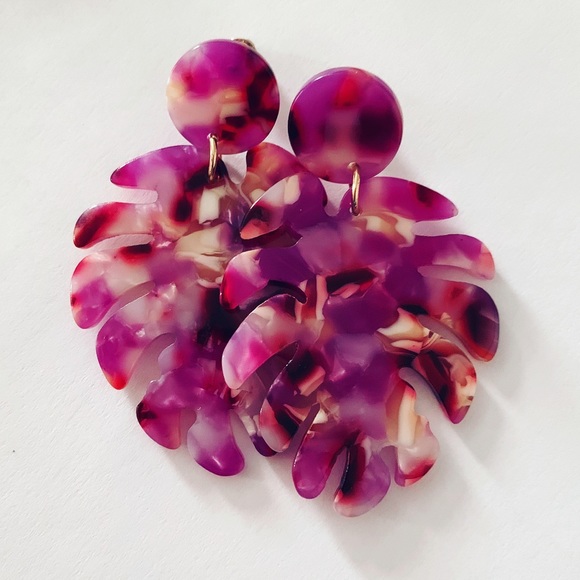 Jewelry - P A L M • L E A F • Acrylic Earrings| Purple
